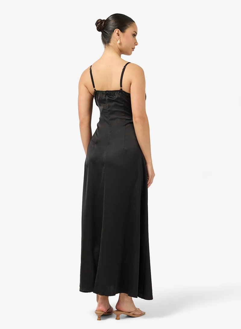 Ginger Strappy Ruffle Waterfall Slip Dress